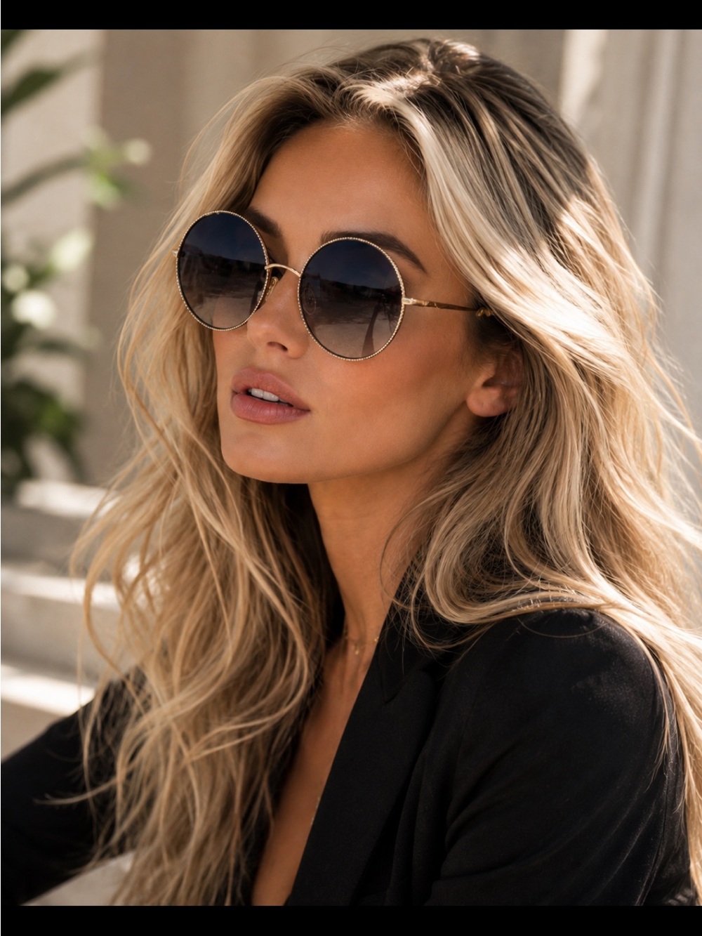 Dior Round Gold Frame Sunglasses with Black Lenses
